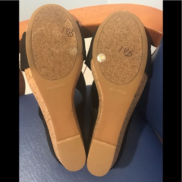 NWOT Lucky Brand LK Miller2 black woven platform cork wedge slip-on - Picture 8 of 15